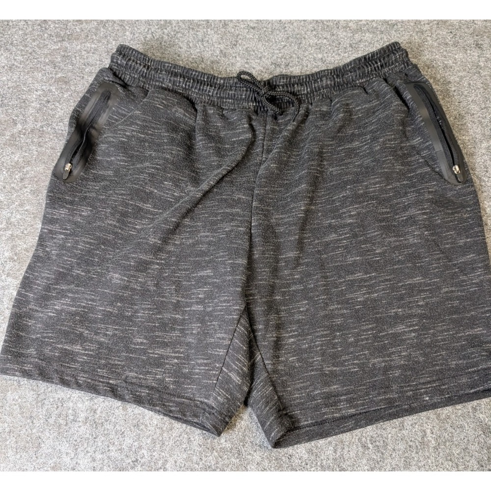 Umbro Shorts Mens XL Black Heather Drawstring Performance Zip Pockets